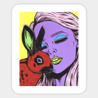 Girl With Rabbit Sticker